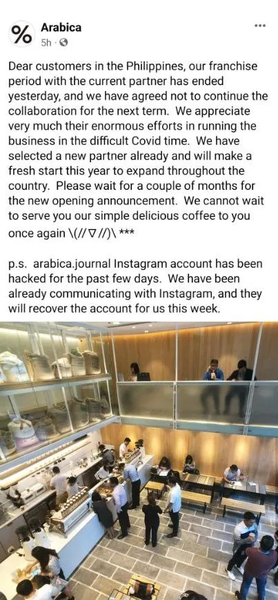 Philippines %Arabica Suddenly Closes Business!
Official Reveals Truth Behind Partnership Termination and Account Anomalies