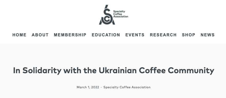 SCA suspends Russia's competition eligibility; Warsaw show ticket proceeds fully aid Ukraine's coffee industry