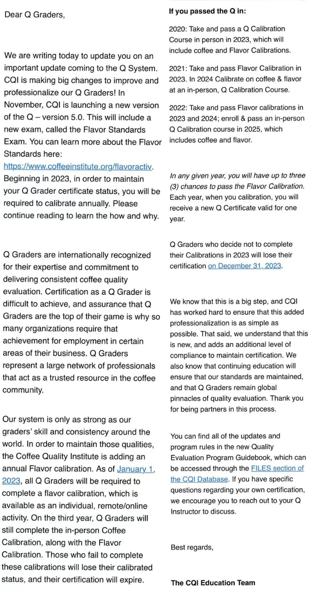 New Q Grader Flavor Calibration System from 2023: Complete Guide to Annual Inspection Process and Fees