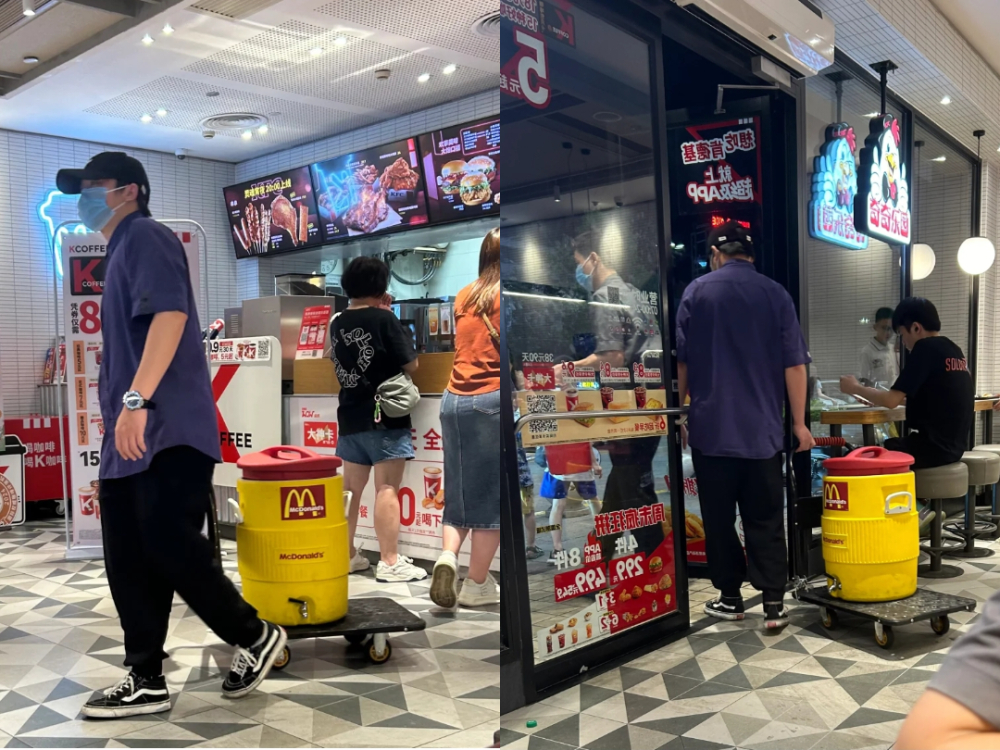 McDonald's and KFC employees borrowing ice cubes from each other — an inside look at everyday mutual support among food industry peers