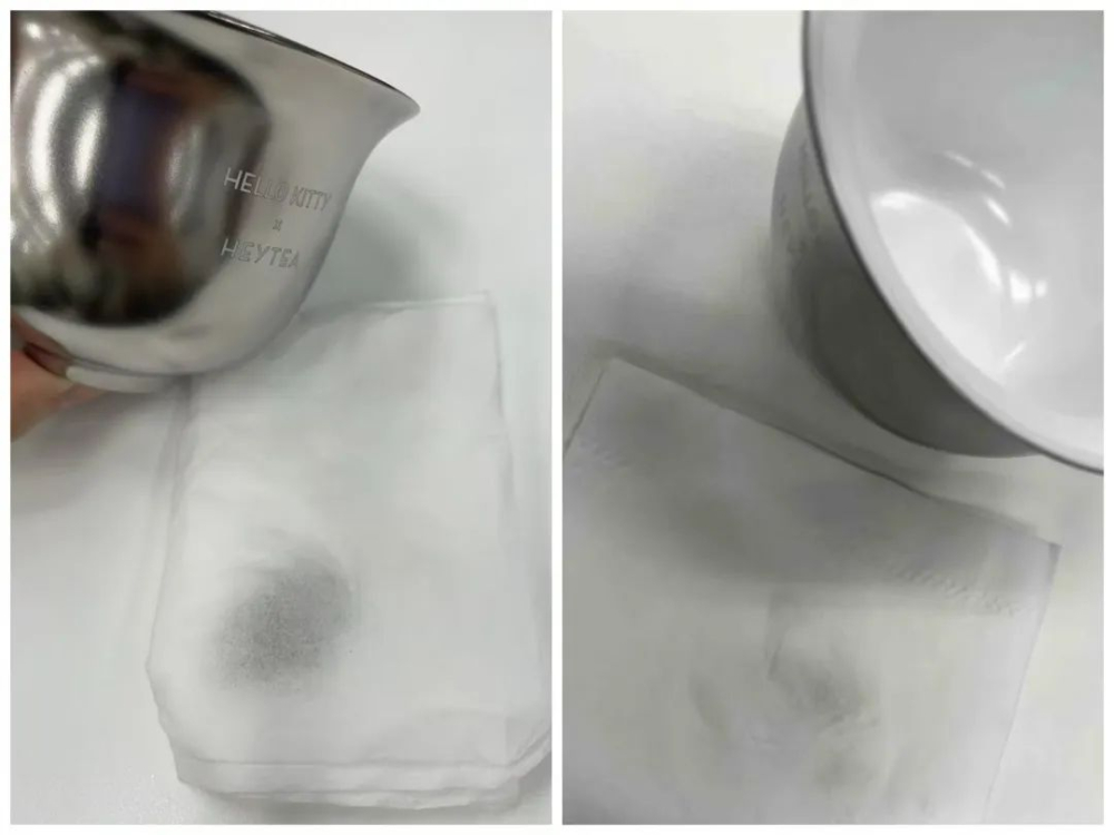 Did the silver tea bowl from the Heytea × Hello Kitty collaboration have its coating peel off? A safety and design test analysis