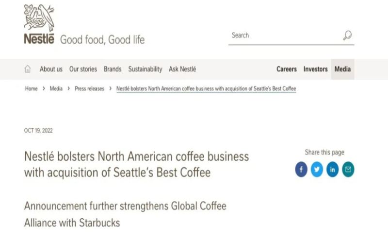 Nestlé Acquires Seattle’s Best Coffee, Further Expanding Its North American Coffee Footprint and Sustainability Strategy