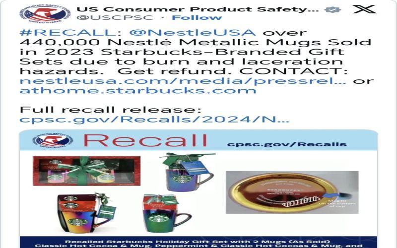 Analysis of Starbucks Metal-Coated Mug Recall: Safety Hazards and Handling Procedures