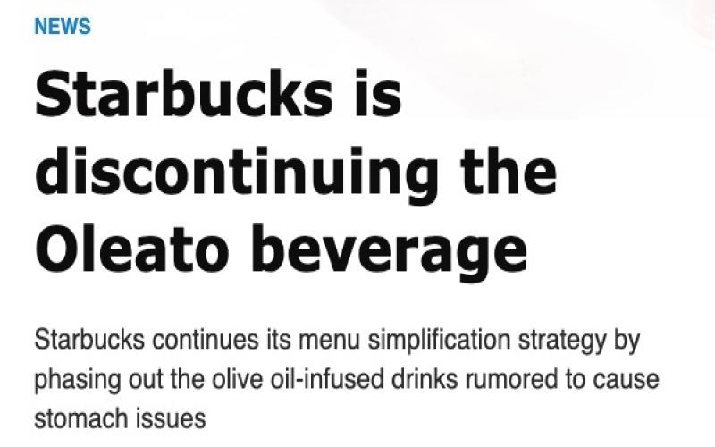 Starbucks Stops Selling Oleato Olive Oil Coffee in North America, But Still Available in China — Here’s Why