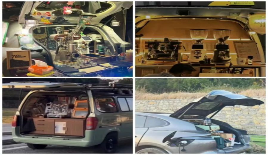 New way to enjoy pour over coffee！A Didi driver builds a pour over station in his car—brew fresh grounds even while waiting at red lights