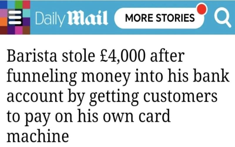 UK barista steals customer card payments – court rules no compensation for café