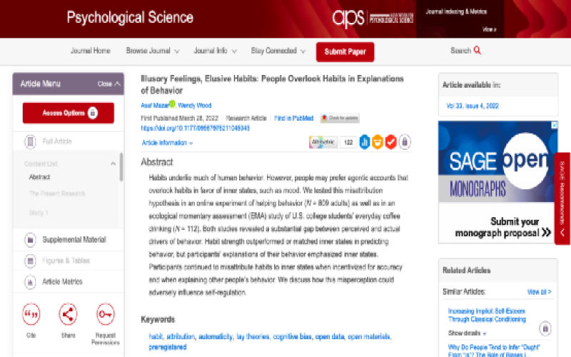 Analysis of the Real Roles of Physiological Needs and Psychological Drivers Behind Coffee Habit Formation