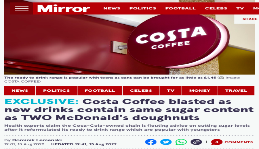 Is Costa’s Ready-to-Drink Coffee Skyrocketing in Sugar? Experts Reveal Health Concerns and Conflicts with Sugar Reduction Policies