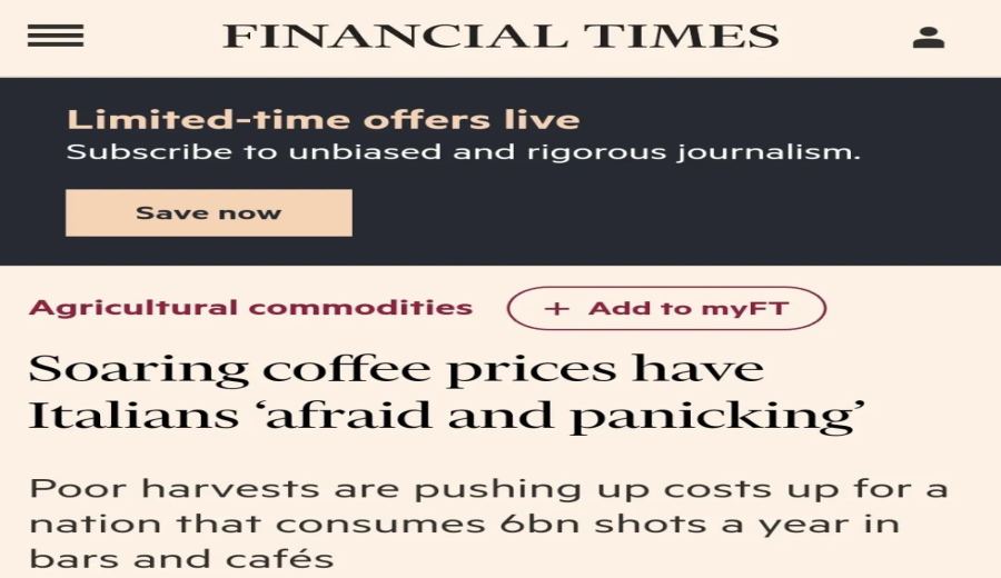 Global coffee bean prices soar, threatening the survival of Italy's espresso culture