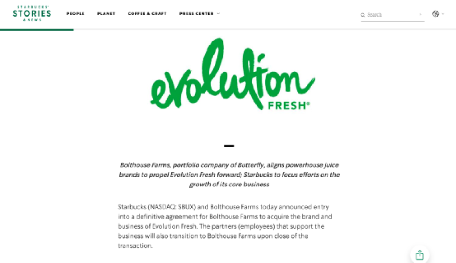 Starbucks Sells Juice Brand Evolution Fresh, Refocusing on Specialty Coffee Strategy
