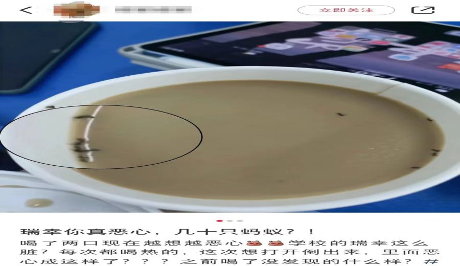 Ants found in Luckin drink！Consumer complaint leads to compensation of 5 coupons, sparking controversy