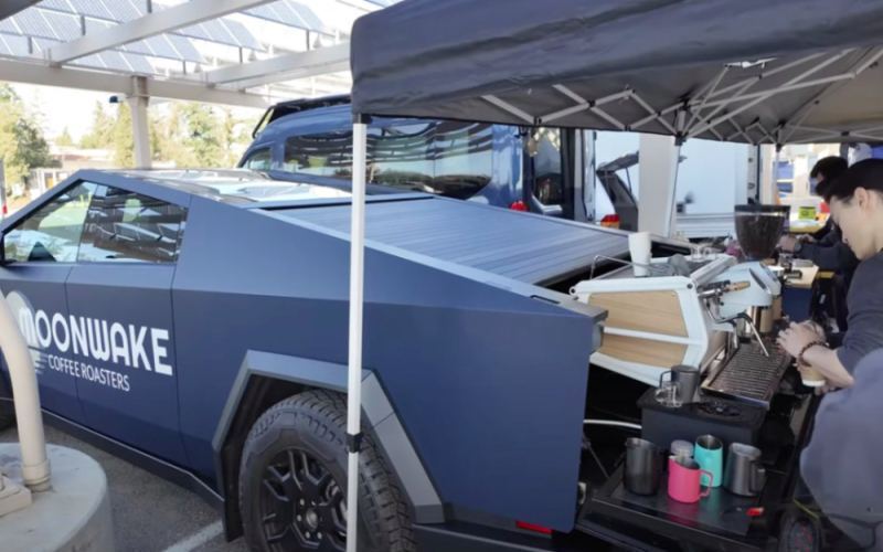 Electric pickup truck converted into a mobile coffee cart: How a Taiwanese couple runs a pour over business at farmers' markets